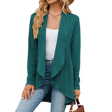 New Solid Color Long-Sleeved Cardigan Loose Jacket Knit Coat Female-Outfit
