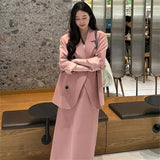 Fongt Version Suit Female Pink Suit Jacket Tea To Wear A Skirt Capable Temperament New Two Korean Suit-Outfit