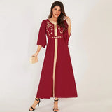 O Neck Half-Sleeved Golden Edge Long