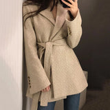 Women Wool Coat Long Sleeve Single Breasted Fashion Turn Down Female Blends Causal Loose Winter Outwear