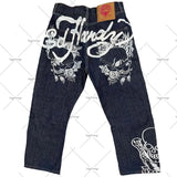 Autumn New Tiger Pattern Printed Jeans Men's High Street Fashion Slim Straight Trousers-Outfit