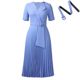 Fongt Sexy Short-Sleeved V-Neck Fashion Elegant Pressure Folding Large-Size High-Waisted African Dress