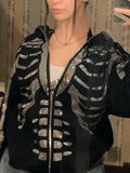 Skull Rhinestone Zipper Hoodie-Outfit