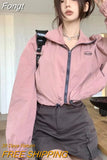 Hip Hop Streetwear Cropped Jacket Women Harajuku Vintage Zip Up Windbreaker Coats Loose Sunscreen Thin Outerwear