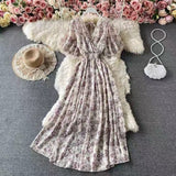 Fongt New Seaside Holiday Dress Women Spring And Autumn 2025 New Sexy V Receive Lanky Models