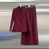 Fongt Of Angola Red 2025 Autumn And Winter New No-Neck Waist-High Design Simple Pants Set