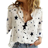 Sleeve Marguerite Dot Star Print Office Shirt