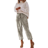 Sequin Sequined High Waist Leg Ruffled