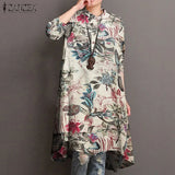 Autumn Shirts Women's Print Blouse 2022 ZANZEA Casual Long Sleeve Tops Female Button Blusas Femininas Oversize