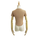 Trendy Women's Basic Short-Sleeved T-Shirt Summer Spicy Girls Small Round Collar Short Style Thin Tight Blouse-Outfit
