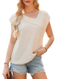Fongt Women's Summer Slanted Fashion Leisure Short Sleeve Fashion Shirt T-Shirt