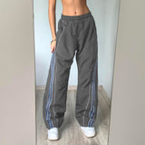 Winter New 2023 Women's Wear High Waist, Thin, Loose, Casual Color Stripe Design Woven Trousers-Outfit