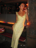 Fongt Style Sexy Mesh Print Small Flying Sleeve Sling Dress Babes V Tie Collared Waist Dress