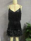 Fashion Tanne Tanneruse Feather Splicing Dress
