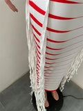 Fringed Tassel Body-shaping Maxi Dress Women Sleeveless Party Night Club Long Dresses Elegant Turtleneck Slim Prom Dress-Outfit