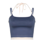 Spice Girls Wind-Hit Color Lace, Slim, Slim, Short Vest, 2024 New Little Sexy Back Halter