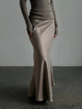Skirt Spring 2024 Satin Face Ding Long High Purse Hip Drag Fishtail Skirt-Outfit