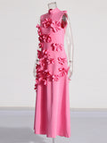 Spring 2025 New Fashion Sexy Sleeveless Three-Dimensional Flower Splicing Design Slimming Long