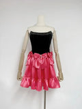 Satin Bow Ruffle Tube Mini Dress-Outfit