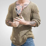 Fongt Men's Spring And Autumn Jackcase Knits V-Necked Wool Thin Bottoming Shirt