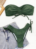 Fongt Outer Single Bikini Ladies Split Sexy Pleold Solid Color Bikini B600W-Outfit