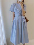 Has Been Updated Chic Korean Version Summer Niche Temperament Pleated Design Strap Versatile Dress-Outfit