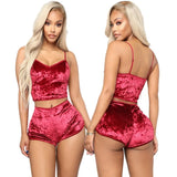 Sexy Velvet Crop Tops Pajamas