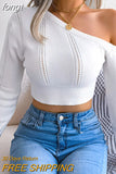 Sweater Women One Shoulder Pullover Cut Out Long Sleeve Sweaters Fall Winter Clothes Jumper Female Streetwear Knitted