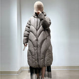 Jiangnan With The Same 2024 Winter New Thickened 90 White Duck Down Coat Hooded Jiangnan Wind Extended Female Down Jacket-Outfit