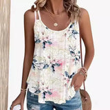 / Summer 2024 New Solid Color Round Collared Sleeveless Sling Vest Top-Outfit