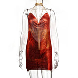 Fongt Station Fashion Nightclub Low Back Strapless Deep V Metal