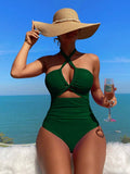 2025 New Bikini Solid Color Sexy High-Waisted Bikini Swimsuit