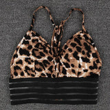 Sexy Gym Tracksuit Women Leopard Printed Skinny Fitness Two Piece Set Outfits Running Training Workout