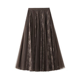 Fongt Lace Mesh Splicing High Waist Tight Skirt Women's Autumn Straight Two Wearing Thin Temperament Dress 9375