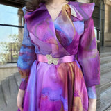 Fongt Spring And Summer New Printing Screen Dress Commuter Large Size Women's