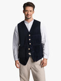 Fongt Men's Spring And Autumn Wicked Vest Pocket Splicing Design Design Jacket Solid Color Single-Clocked Vest