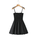 Bow Strap Ruched Mini Dress-Outfit