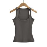 Trendy Women's Wear Pure Collar Solid Color Bottom Vest Summer New Style Slim Sleeveless Halter Top-Outfit