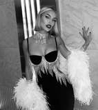 Black Cupped Cut-Out Rhinestone Tassel Maxi Dress-Outfit