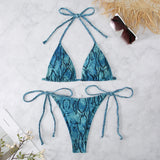 Fongt New Multi-Color Swimsuit Leopard Print Split Swimsuit Female Tie-Dye Hanging Neck