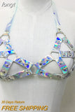 Faux Leather Hollow Out Crop Top Women Link Chain Long Tassel Tank Tops Stage Performance Costume Party Rave Festival