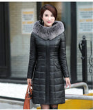 7XL 8XL Winter Parkas Women 2020 Genuine Leather Coat Down Cotton Jacket Female Thicken Warm Tops Hooded