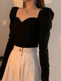Ruched Puff Sleeve Blouse-Outfit