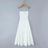 Fongt Vacation Dress Women's New Summer 2025 New Sexy Embroidery Nets Stitched Design Sensing Long