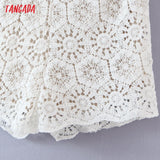 Women White Lace Embroidery Shorts Strethy Waist Female Retro Basic Casual Shorts Pantalones
