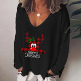 V-neck Long Sleeve Pullover Casual Loose