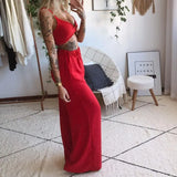 Fongt Summer New Women's Printed Sexy Breasts Loose Broad Leg Pants Two Sets