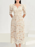 French First Love Dress 2025 Spring New Shenzhen Nanyin High-End Feeling Solid Color V-Neck Holiday Dress Dress Dress