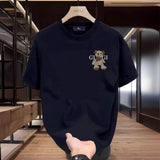 Fongt High-Quality Men's New Cotton T-Shirt Short-Sleeved Simple Design Design Print Round Collar Fashion Top