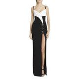 Fongt Star Fashion Black And White Slings Open Fork Dress And Floor Dress